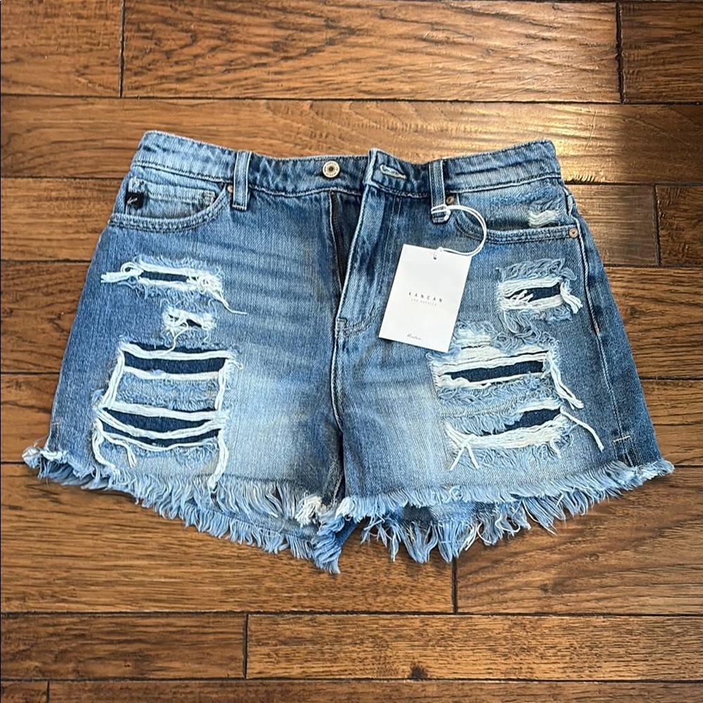 Distressed Blue Denim Shorts